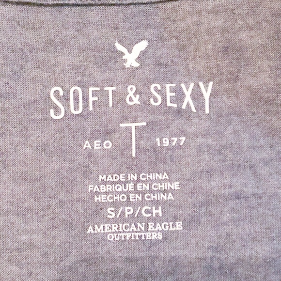 American Eagle Soft & Sexy Palm Tree Raglan Tee - Picture 3 of 4